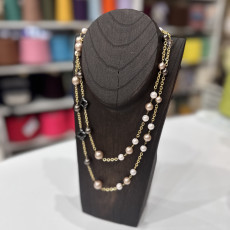 Длинная цепочка с жемчужинами Swarovski